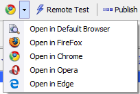 Select a browser from the menu to launch Live Preview. Note, if the browser listed is not installed on your system, you will see an error message, "Browser not found."